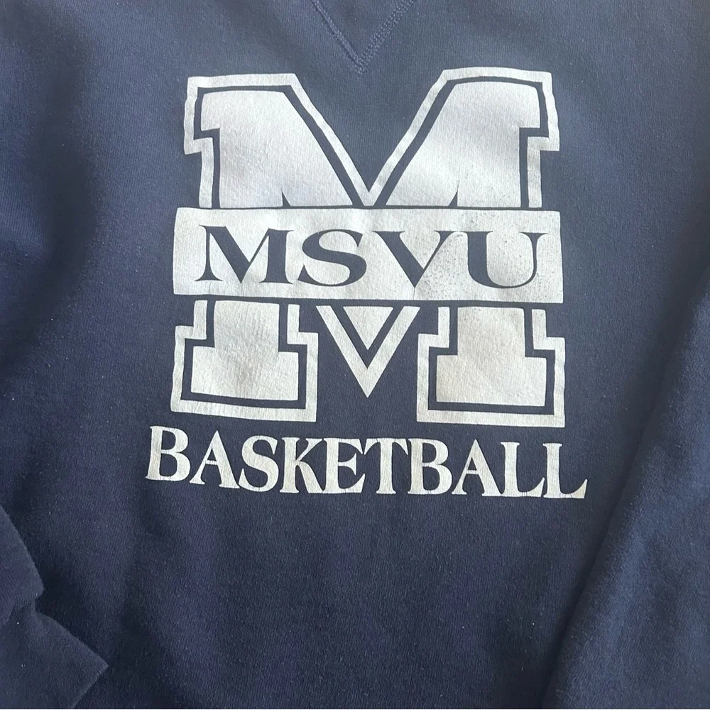 Russell Athletics Navy  Blue MSVU Men's Crewneck  Sweatshirt , Size M - Picture 3 of 5